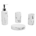 Home Basics Marble Ceramic 4 Piece Bath Accessory Set, White BA45955